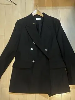 ブラック ダブルブレスト テーラードジャケット