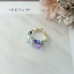 *ネモフィラ　イヤーカフ　ハンドメイド*