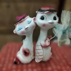 カップルの陶器フィギュア　昭和レトロ　河童