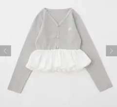 NICE CLAUP ロゴ刺繡入りバルーントップス グレーのサムネイル