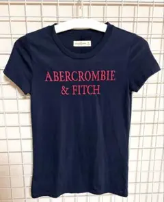 【美品】アバクロTシャツ ネイビー ピンク ロゴ