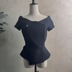 Christian Dior オフショルダージャケット 千鳥格子 ネイビー 40のサムネイル