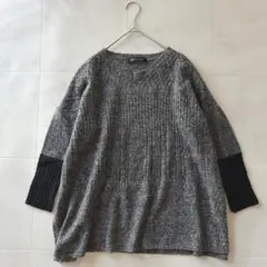 mizuiro ind ウール混 ニット グレー 袖切替 ゆったり シルエット