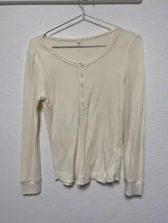 サーマルニット　Mサイズ　ユニクロ　ワッフルヘンリーネックT