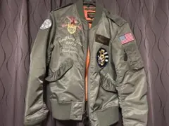MA-1 フライトジャケット オリーブグリーン刺繍入り