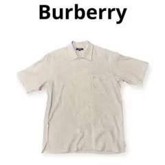 【レトロ古着】日本製　三陽商会　Burberry リネン入り　半袖シャツ　M