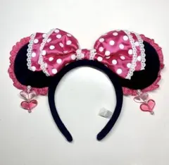 希少！ミニーマウス ミニーちゃん カチューシャ ピンク 水玉