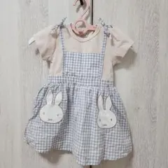 新品未使用　プティマイン　ミッフィー　エプロン風ワンピース　80㎝