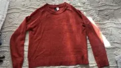 オレンジ ニットセーター 長袖