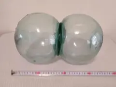 浮き玉　青色のガラス浮き玉 珍品 激レア 双子型　ダブルボール　バイナリーのサムネイル