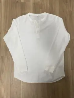 UNIQLO /ワッフルヘンリーネック/Lサイズ/ホワイト/サーマル