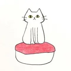 【1198】【白猫の絵】オリジナル手描きアナログイラスト原画　自作創作アート作品