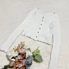 【ジーユー】GU シアーショットカーディガン ホワイト L ○