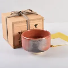 伊東桂楽　稲妻絵 赤楽平茶碗　桂窯　真田紐　茶道具 茶器/茶道具 抹茶茶碗】 飴楽茶碗 伊東桂楽作（桂窯） 木箱 – 今