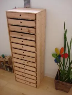 ★送料無料★サイズ変更可能★A4丸穴14段小引き出し/無垢材オーダー可能 木製