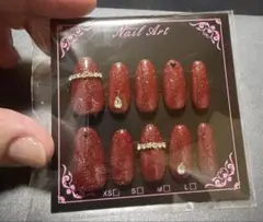 グリッター レッド ネイルチップ