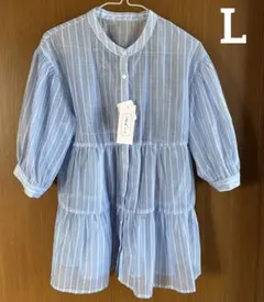 レディース　トップス　シャツ　ブラウス　シアーティアードチュニック　L