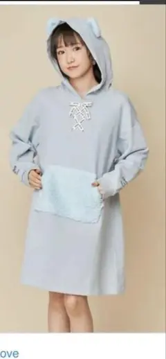 JENNI love ボアポケットくま耳パーカーワンピ140コットン　フード