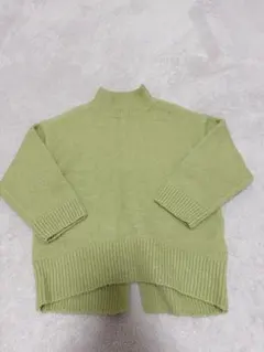 【Black closet 110cm】ハイネック ニット 長袖 ライトグリーン