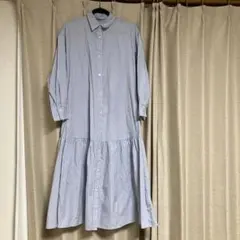 ストライプシャツワンピース（長袖）