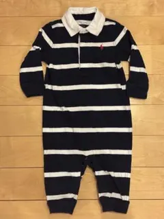 【送料込・美品】Ralph Lauren ストライプロンパース 9M 75cm