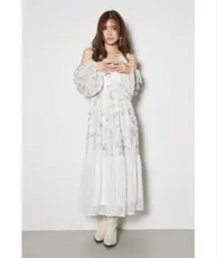 【タグ付き未使用品】rienda 2WAYレースドッキングフレア ワンピース