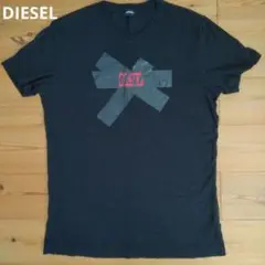 DIESEL テープ風ロゴ ブラックTシャツ