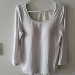 【まるで毛布!のような暖かさ・薄手】カップ付き8分袖 LLサイズ 白