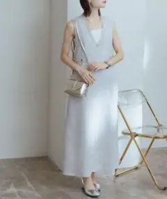 新品　完売品　Eimee Law ツィード Vネックワンピース　エイミーロウ