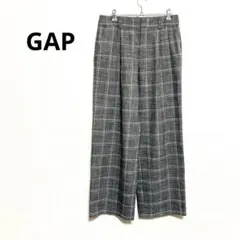 【GAP】ギャップ　ワイドパンツ　チェック柄　6 Ｌ相当　グレー　秋冬