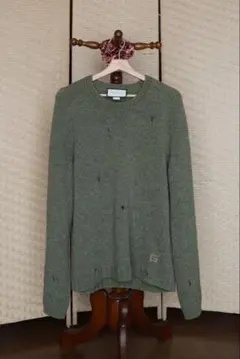 GUCCIオリーブグリーン ダメージ加工 ウールセーター グッチのサムネイル