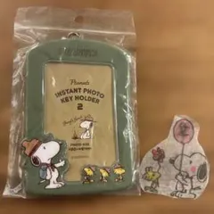 【値下げ】スヌーピー　PEANUTS インスタントフォトキーホルダー2 グリーン