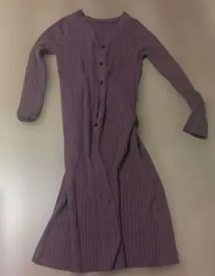 GU パープル リブ編み ロングカーディガン
