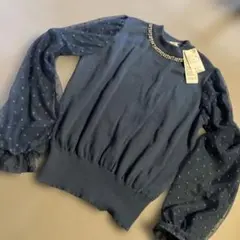 axes femme 袖ドットチュールPO ブルー Mのサムネイル
