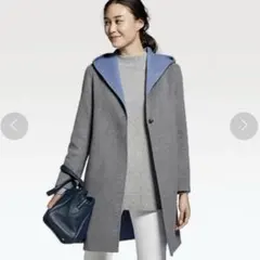 ユニクロ　UNIQLO ダブルフェイス　フーデッドコート　S