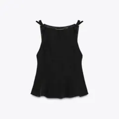 リボンペプラムトップス zara