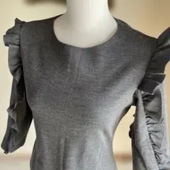 ZARA ザラ　ワンピース　グレー　 通勤服　7分袖　春夏秋　 可愛い仕事着