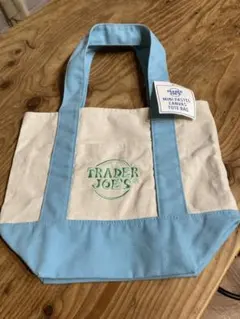 新品タグ付　TRADER JOE'S ミニトートバッグ アイボリー/ライトブルー