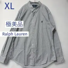 ✨️極美品✨️ Ralph Lauren シャツ XL ホワイト ストライプ 大きめ