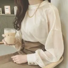 Ambre Neige シアーブラウス 長袖 アイボリーのサムネイル