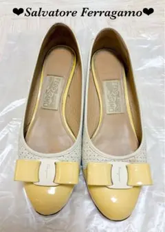美品】Ferragamo ヴァラ バレエシューズ ライトブルー 23cm - メルカリ