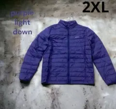 新品　ライトダウンブルゾン　パープル　2XL 収納ポーチ付