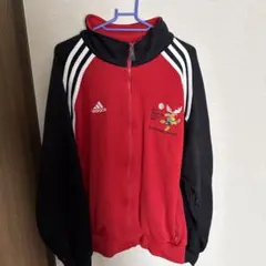 adidas トラックジャケット 赤黒 刺繍ロゴ 古着