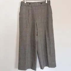 グレンチェック柄 ガウチョパンツ ワイドパンツ グレー系 Mサイズ