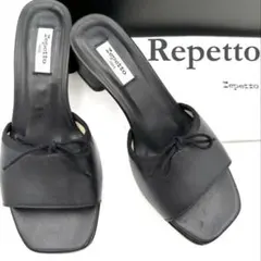 【美品✨】Repetto レペット バレエシューズ ベロア 23cm リボン 黒 美品✨】Repetto レペット バレエシューズ ベロア 23cm リボン 黒