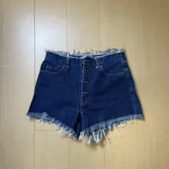 MOUSSY ダークブルー ハイウエストショートパンツ