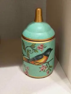 青緑色の鳥と花の陶器花瓶 - メルカリ