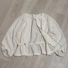 アイボリー 白 フリル加工 ジップアップジャケットのサムネイル