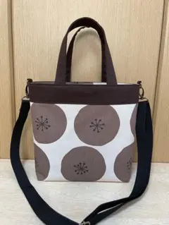 2way☆あんぱん柄☆ブラウン☆ハンドメイドショルダーバック☆トートバック☆