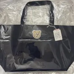 フェイラー　オールドテディ　ワッペントートバッグ　ネイビー　大　LL